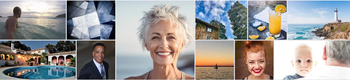An enchanting blend of oceanic landscapes and diverse individuals, celebrating the timeless essence of ageless societies